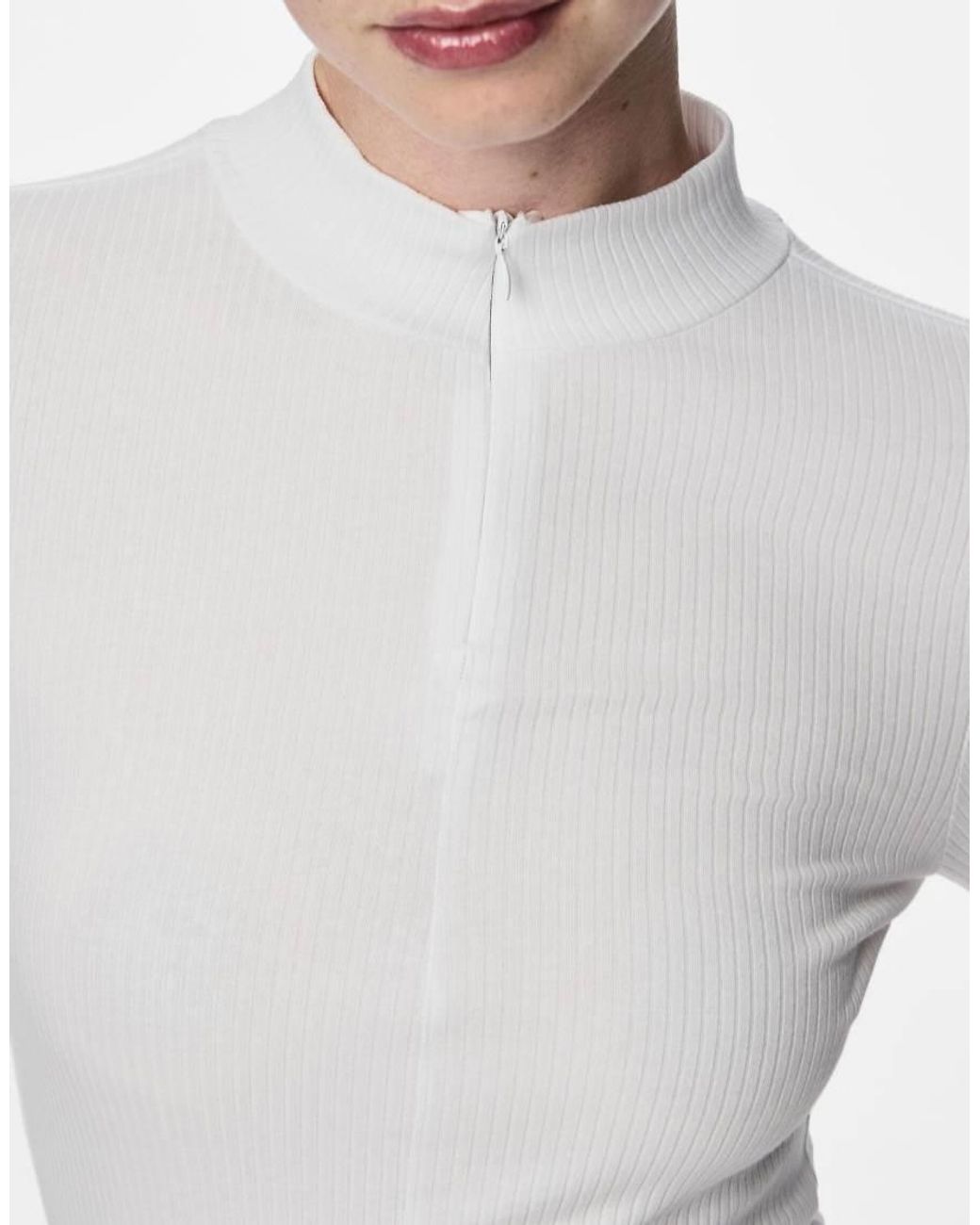 Pieces White Long Sleeved Top