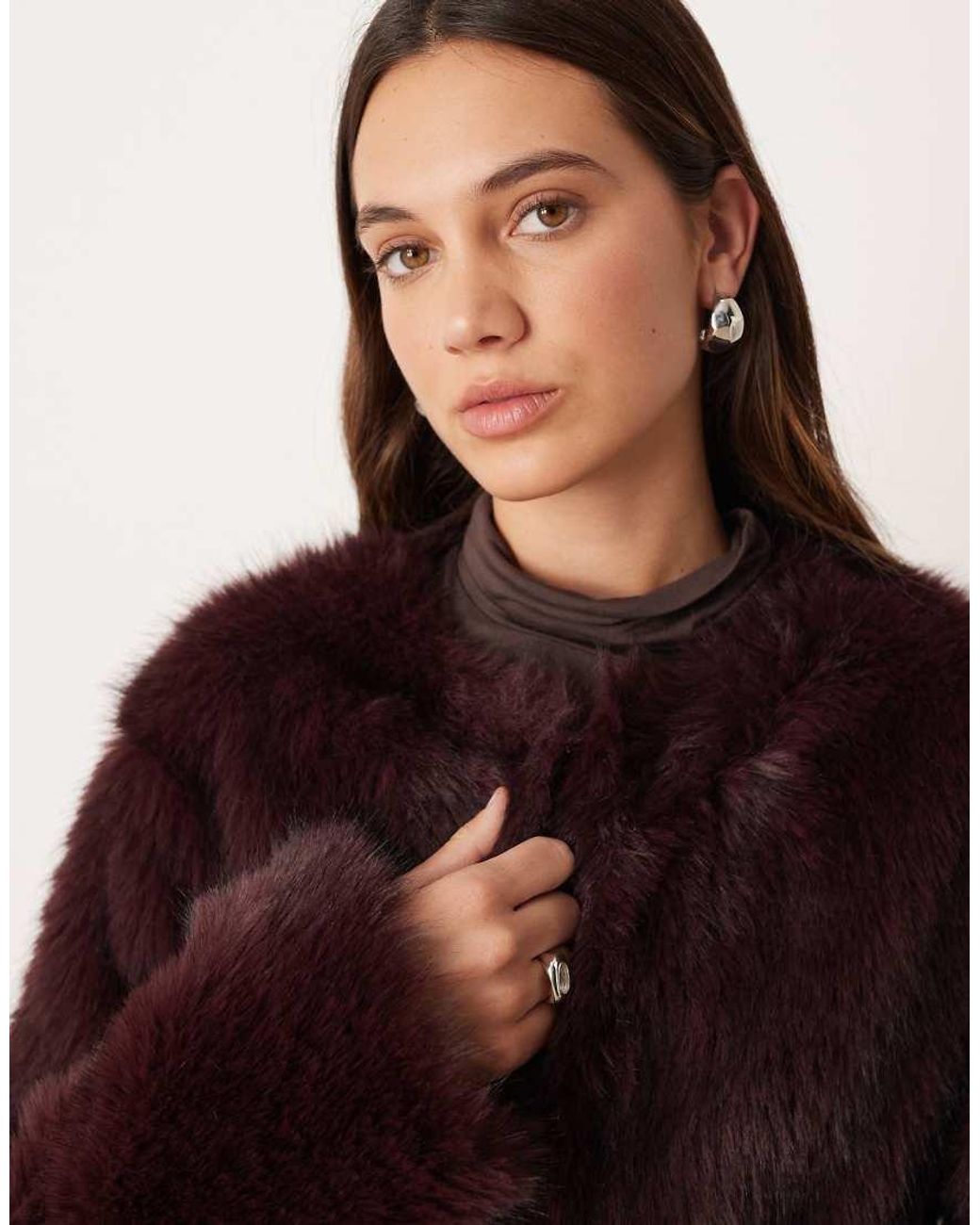 Gina Tricot Brown Faux Fur Short Jacket
