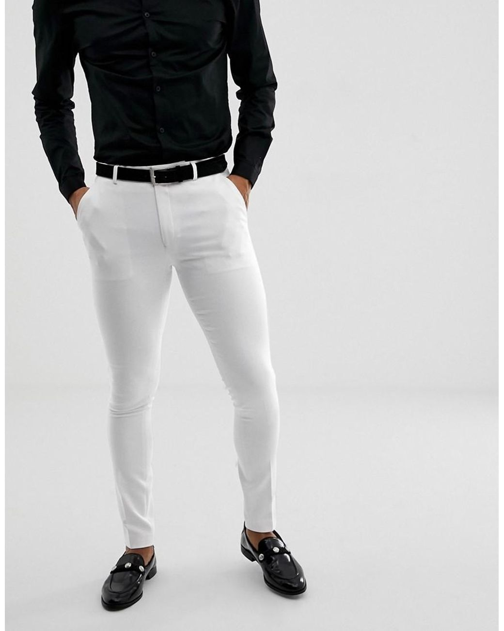 ASOS Super Skinny Suit Trousers in White for Men | Lyst