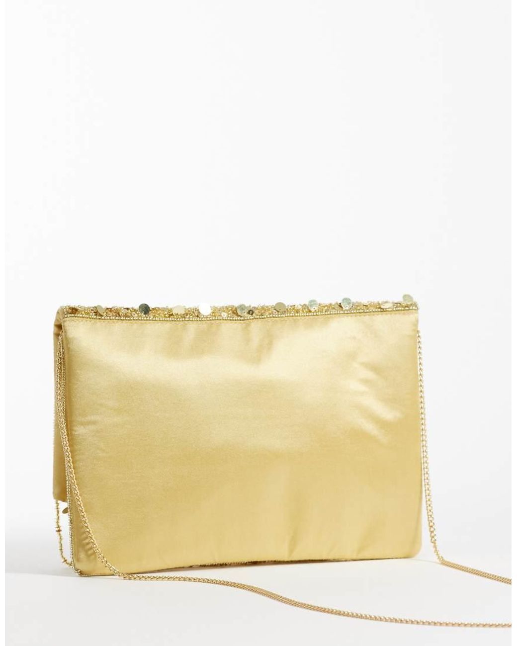 True Decadence Natural Beaded Fringe Envelope Clutch