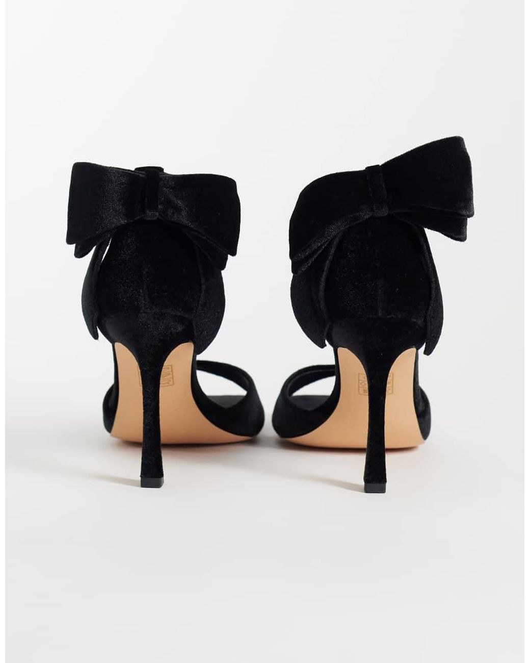 London Rebel Black Mila Bow Detail High Heeled Sandals