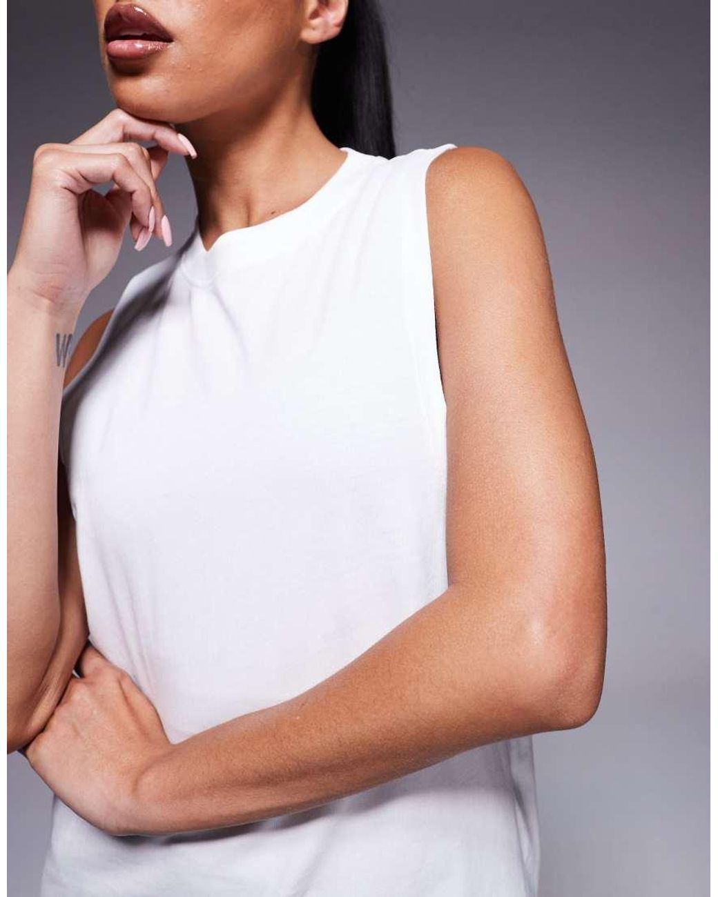 4505 Gray Icon Cotton Drop Armhole Tank Top With Quick Dry Finish