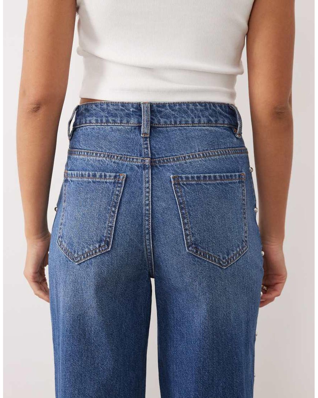 Miss Selfridge Blue Studded Denim Jeans