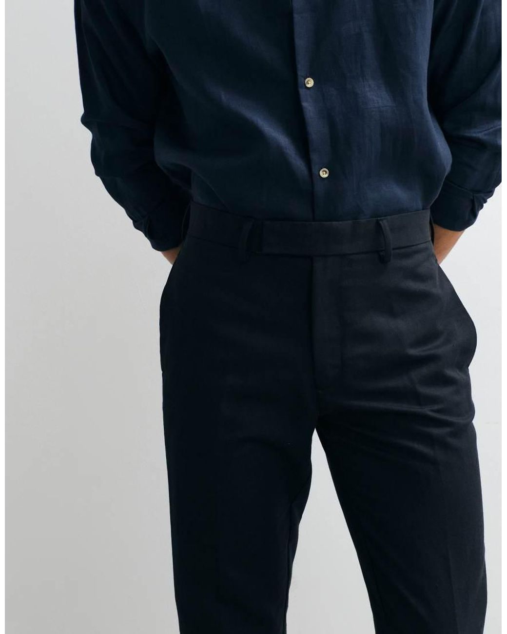 ASOS White Tailored Linen Rich Slim Trousers for men