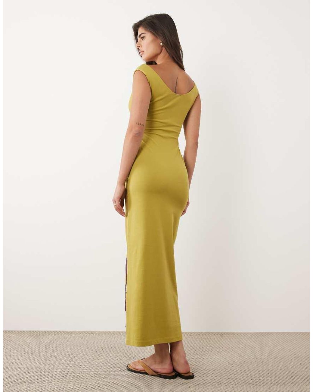 ASOS Metallic Boat Neck Midi Placement Print Dress