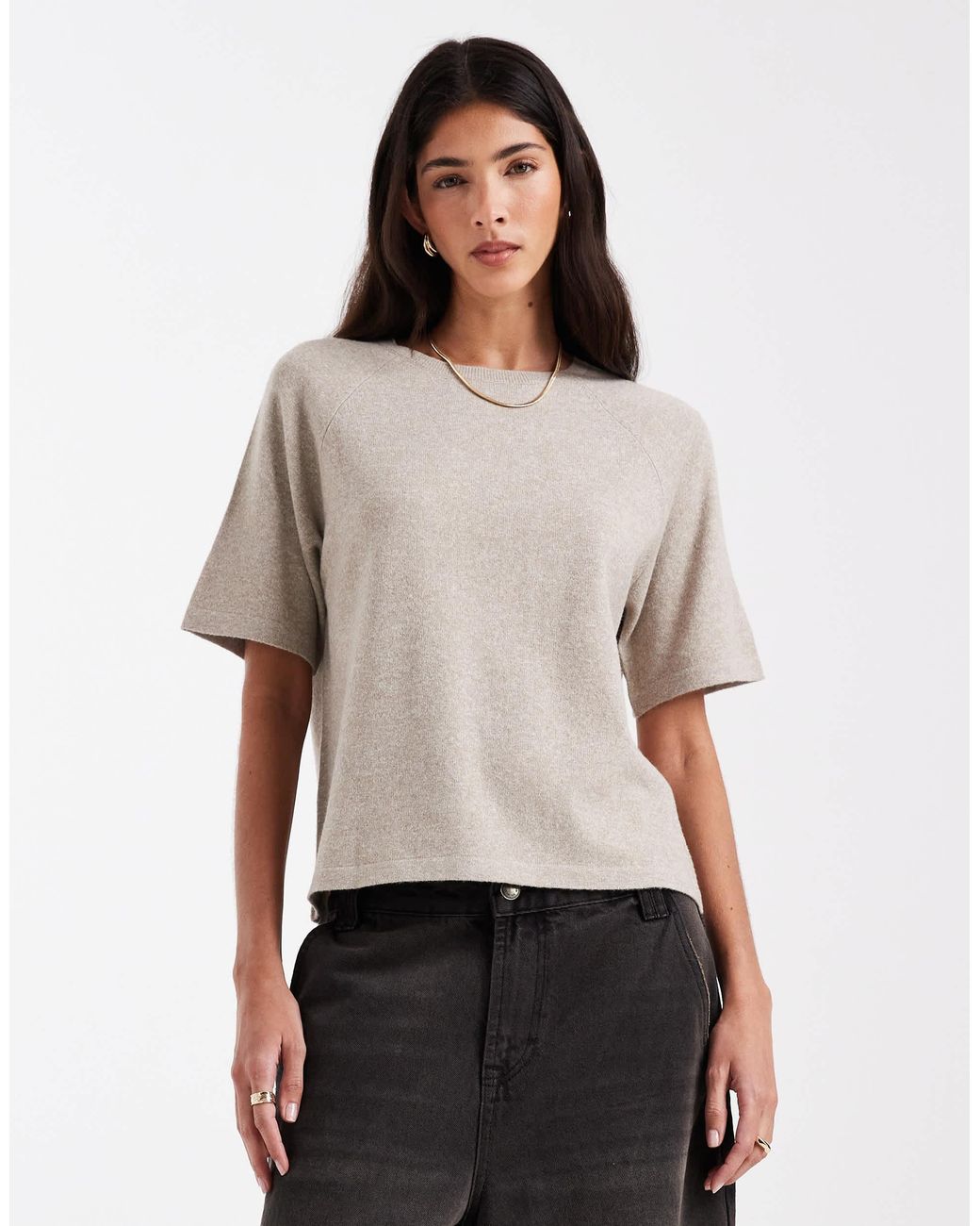 Pieces White – kurzärmliger strickpullover