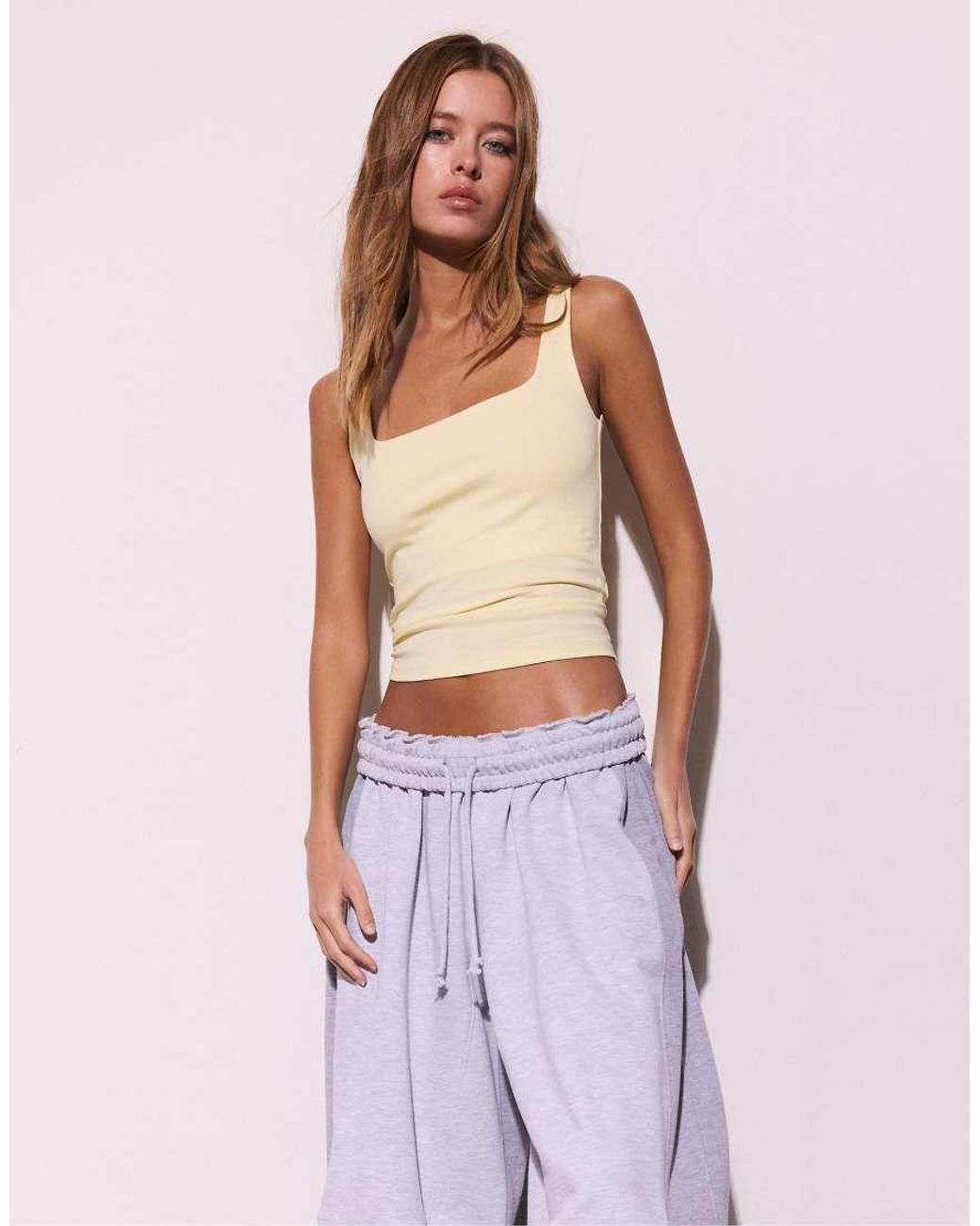 Stradivarius Purple Tank Top With A Square-Cut Neckline