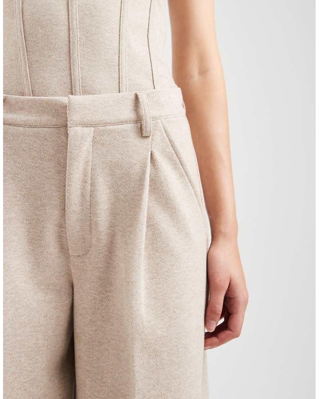 ASOS Gray Co-Ord Herringbone Brushed Wide Leg Trouser