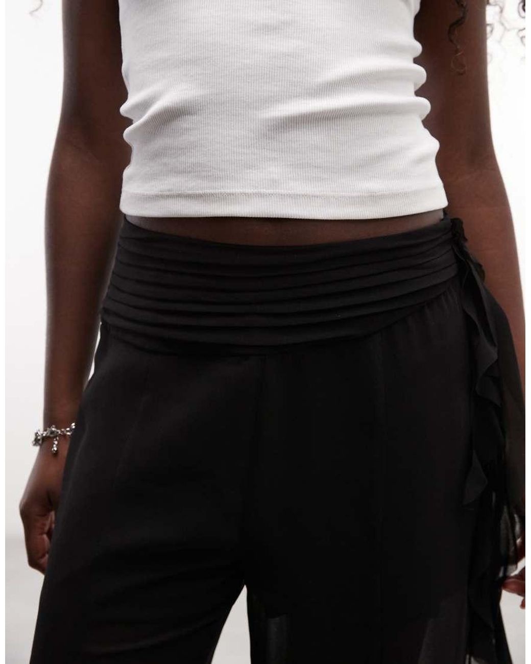 AllSaints White Minna Ruffle Mesh Trousers