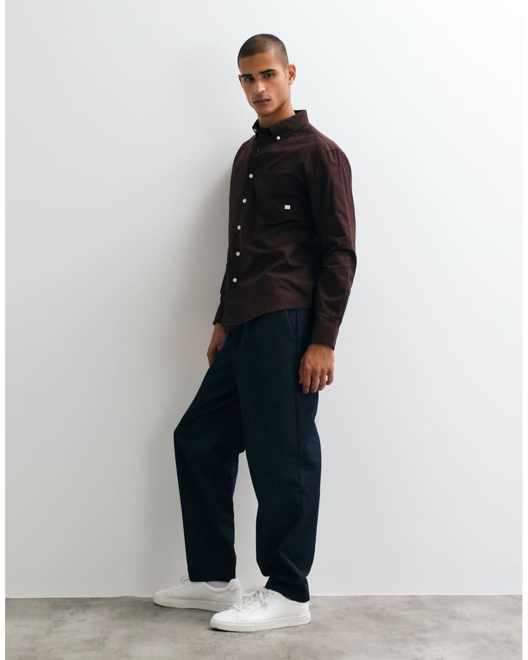 Farah Black Brewer Long Sleeve Logo Shirt for men