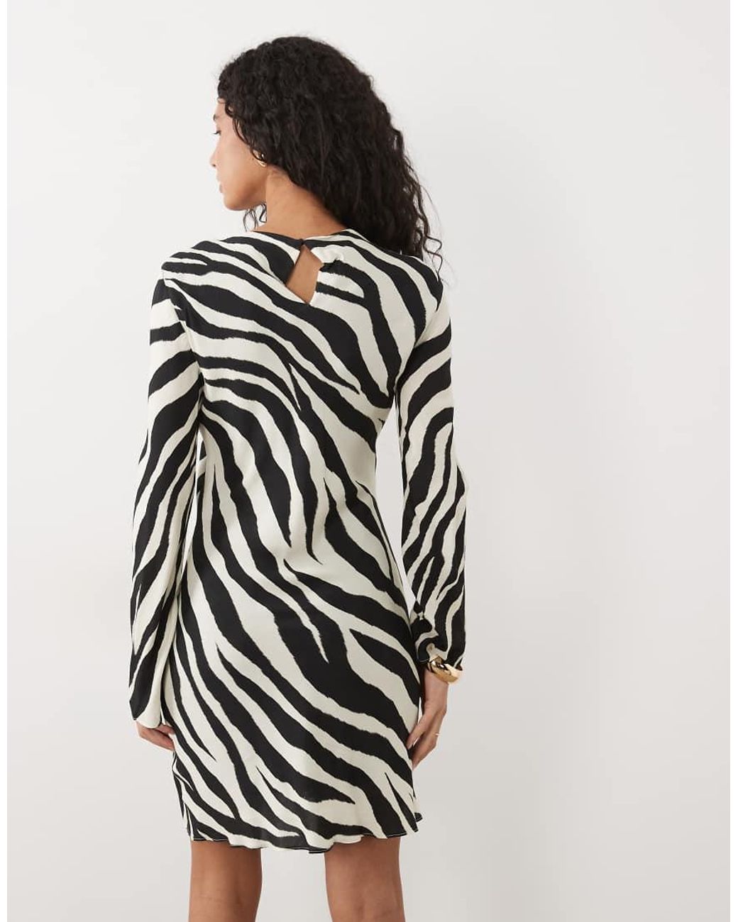 Mango White Long Sleeve Mini Dress