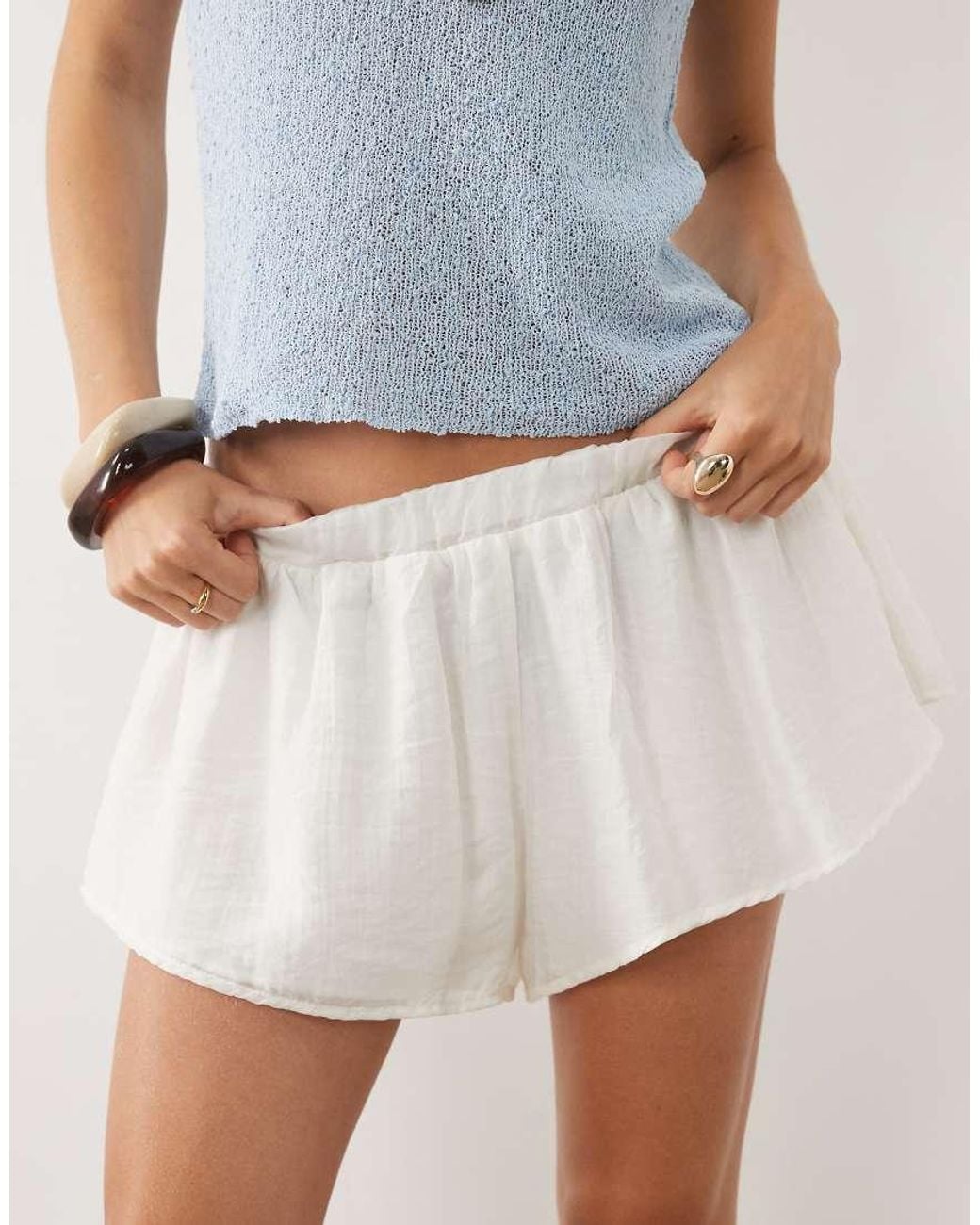 ASOS Blue Gathered Mini Shorts