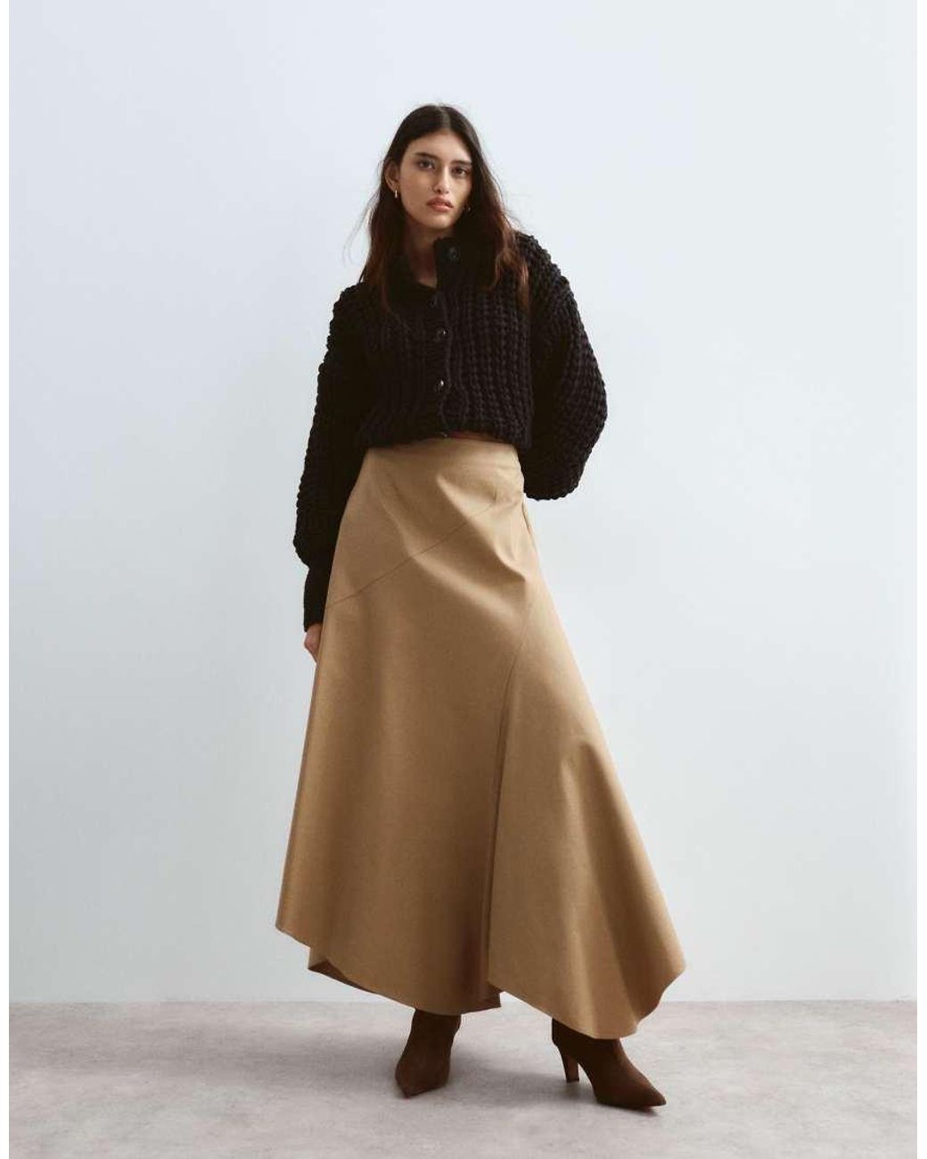 ARRANGE Brown Panelled Midi Skirt