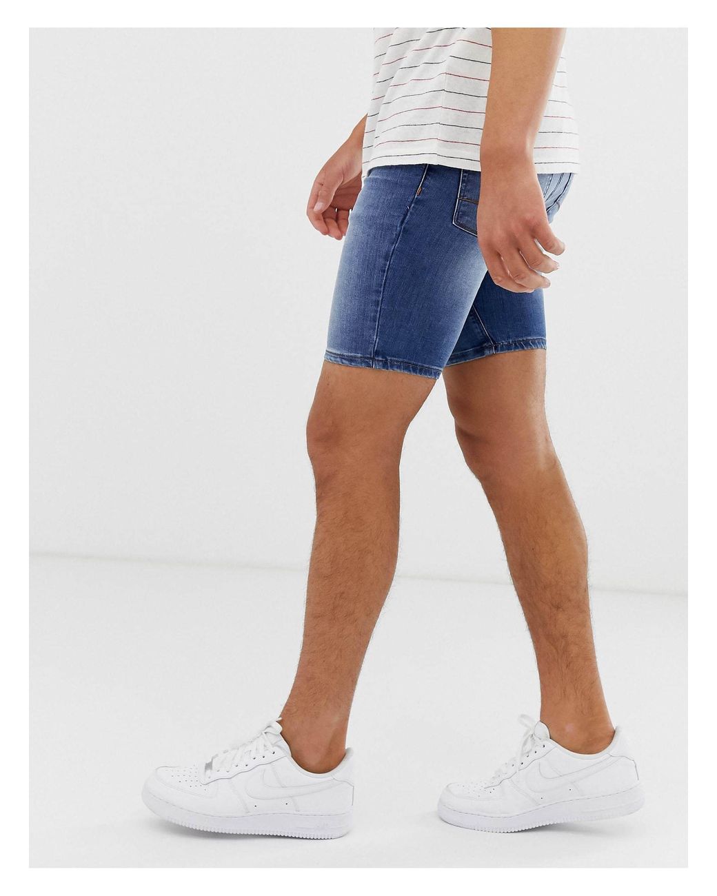 ASOS Spray On Denim Shorts in Blue for 