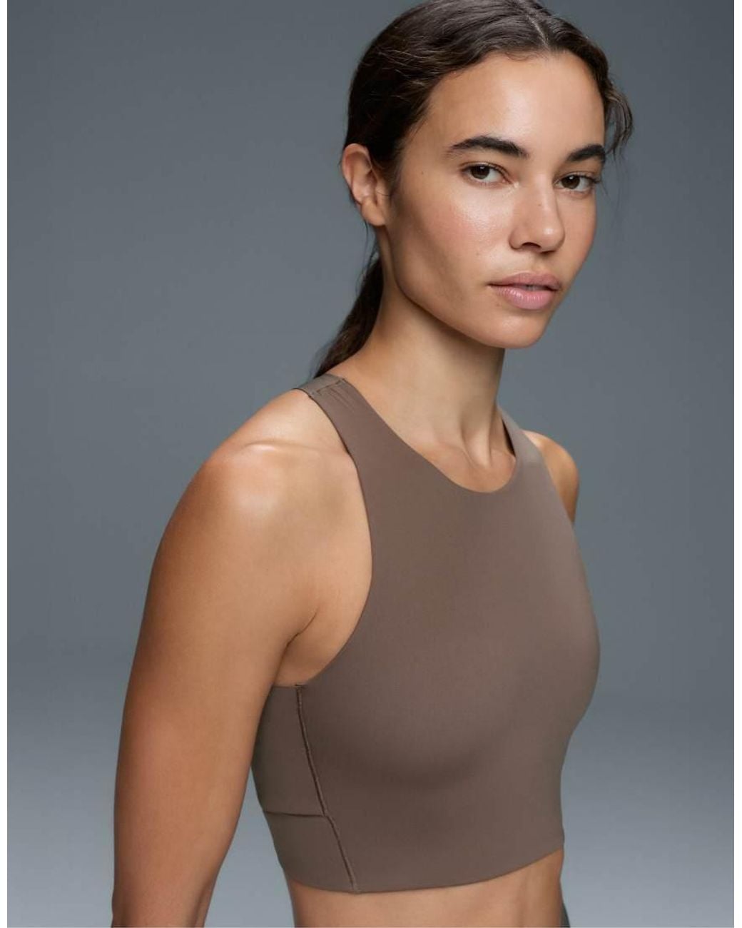 Oysho Gray Light Touch Crossover Back Tank Top