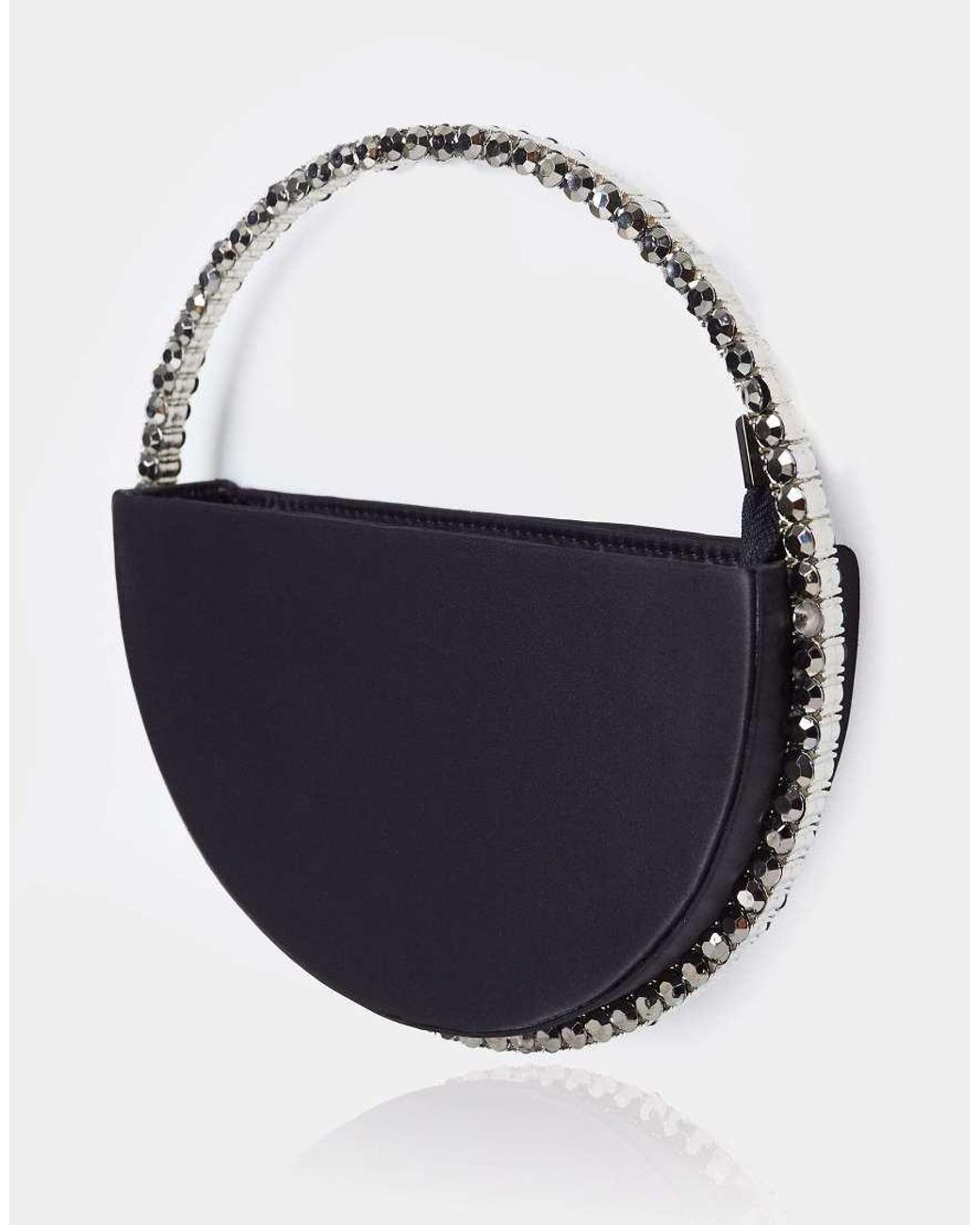 Public Desire Blue The Alessia Satin Circle Diamante Mini Handbag