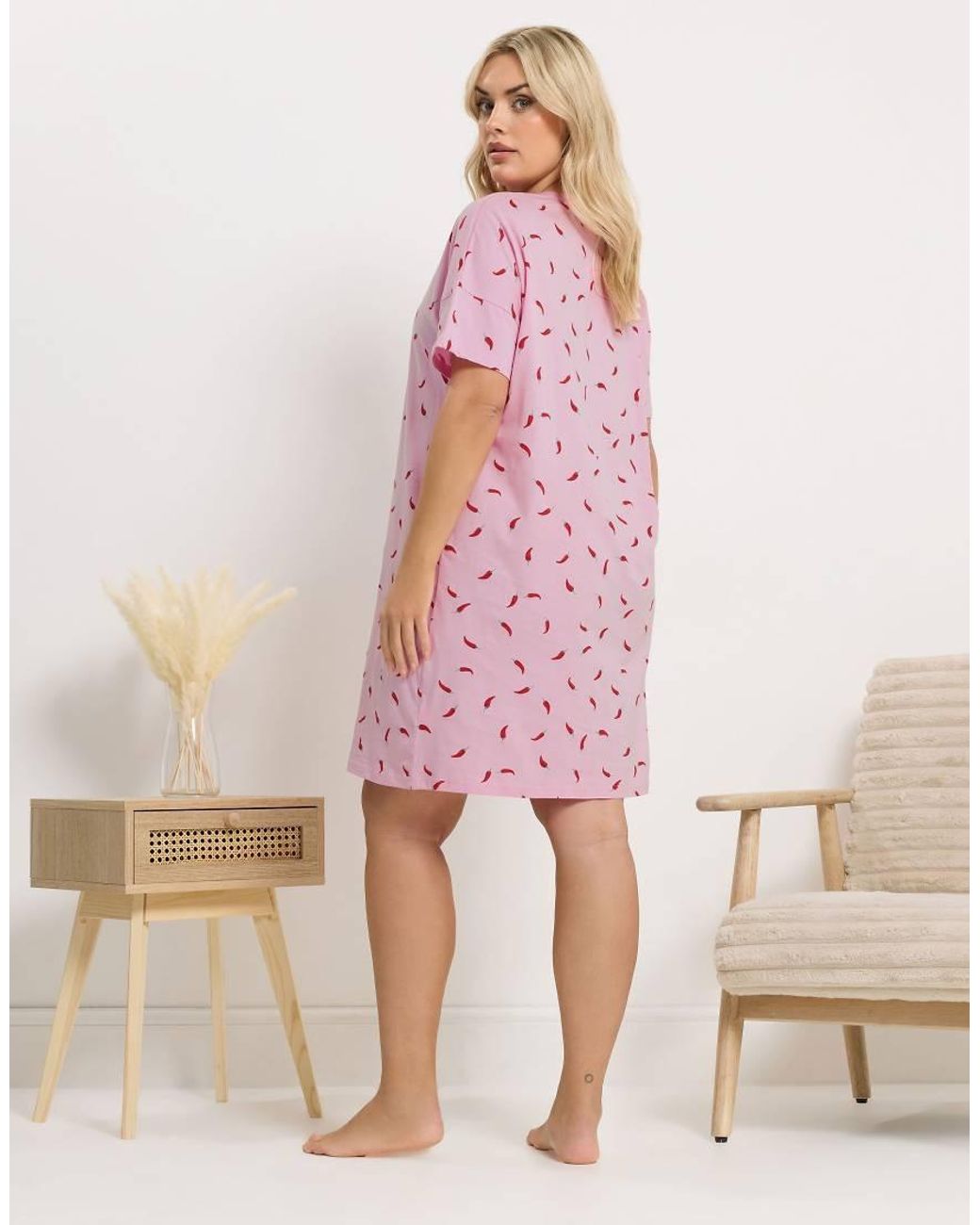 Yours Clothing Pink Chilli Sleep Tee Nightdress