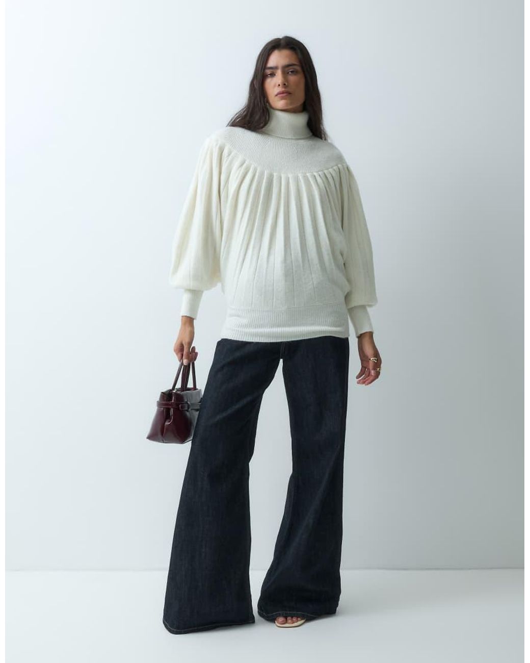 ASOS Gray Pleated Turtleneck Sweater