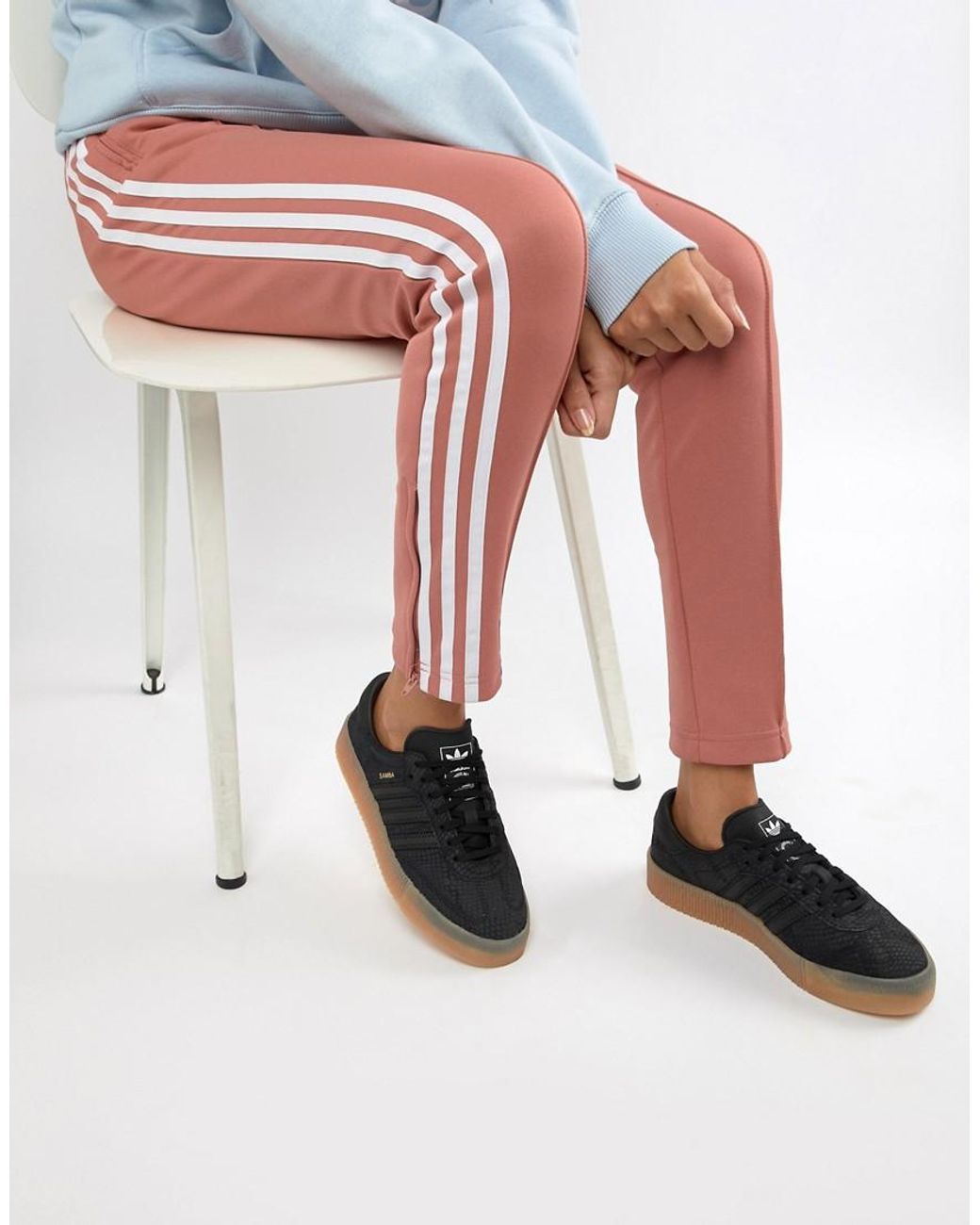 Adidas originals samba rose trainers in black with dark gum sole 2025