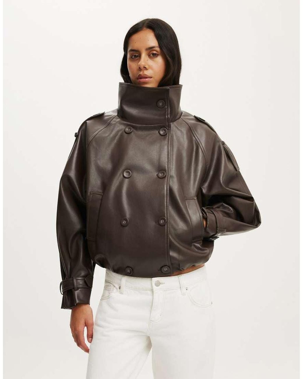 Cotton On White Porter Cropped Trench
