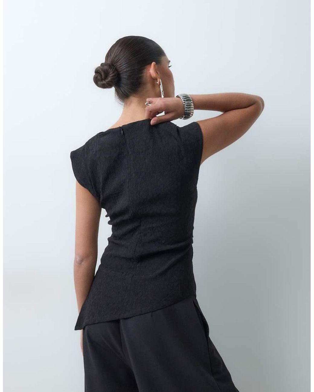 JJXX Black Structured Top With Asymmetric Hem