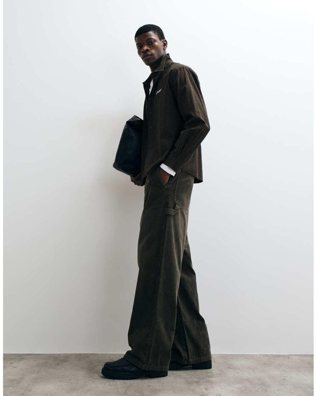 Cotton On Black Super baggy Worker Pant for men