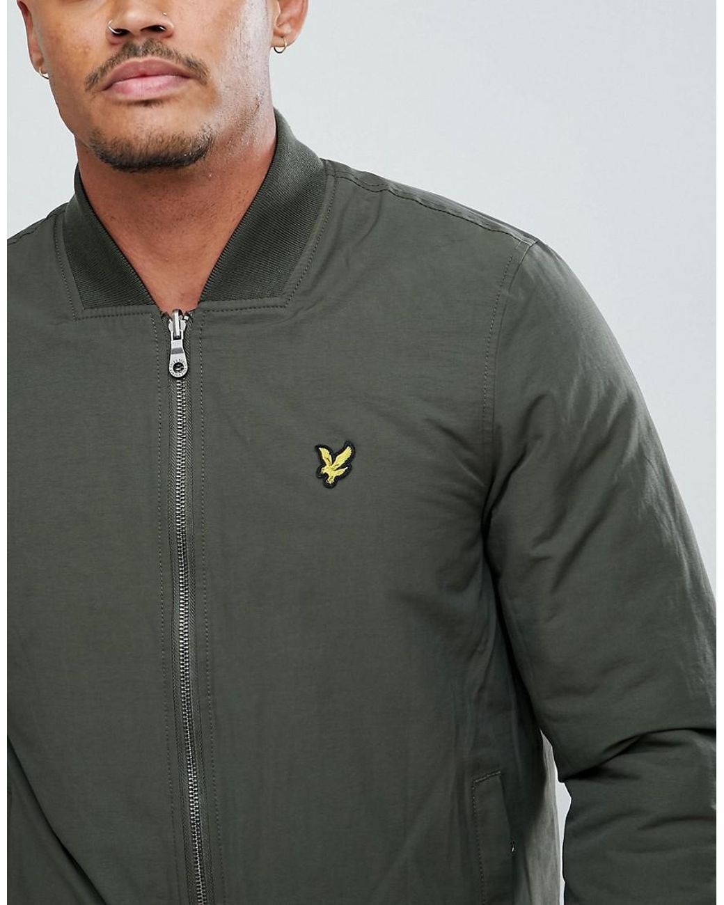 Lyle & Scott Reversible Bomber Jacket In Black/khaki for Men | Lyst UK