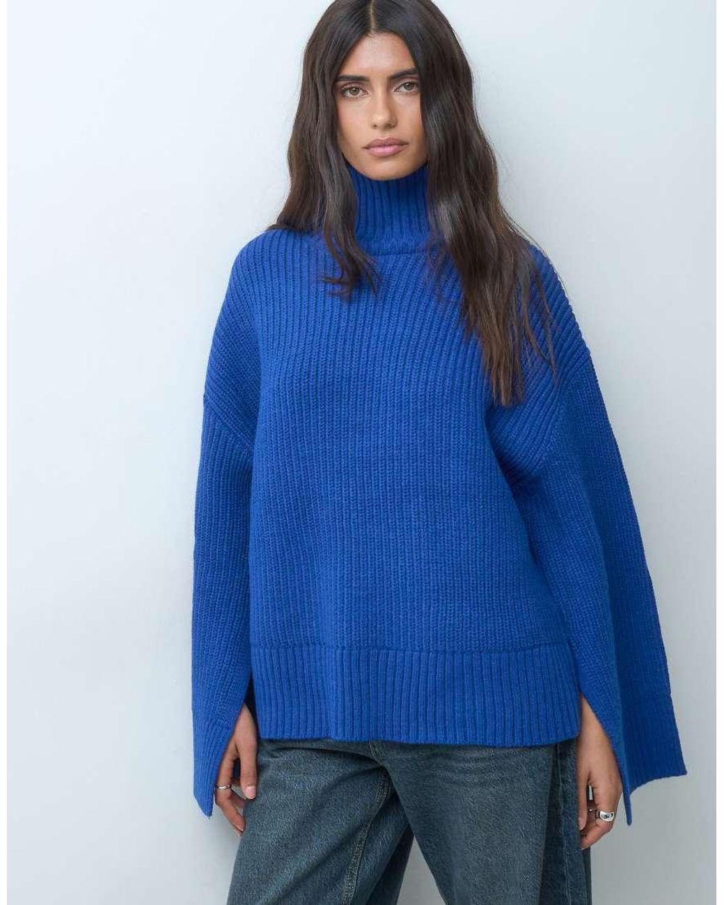 Gina Tricot Blue Knitted Turtleneck Sweater