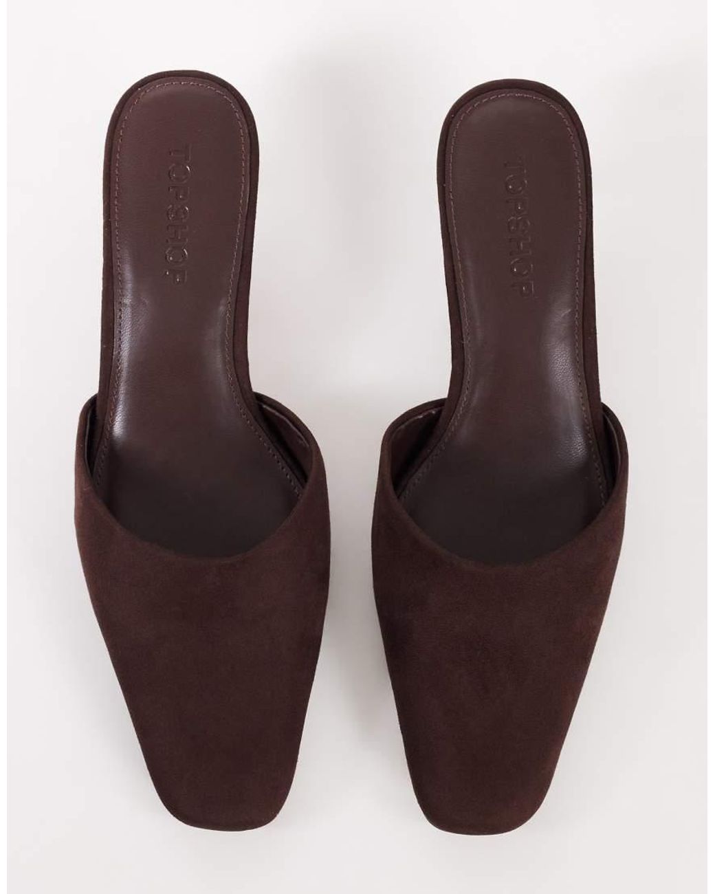 TOPSHOP Brown Arthur Rounded Toe Mid Heel Mule