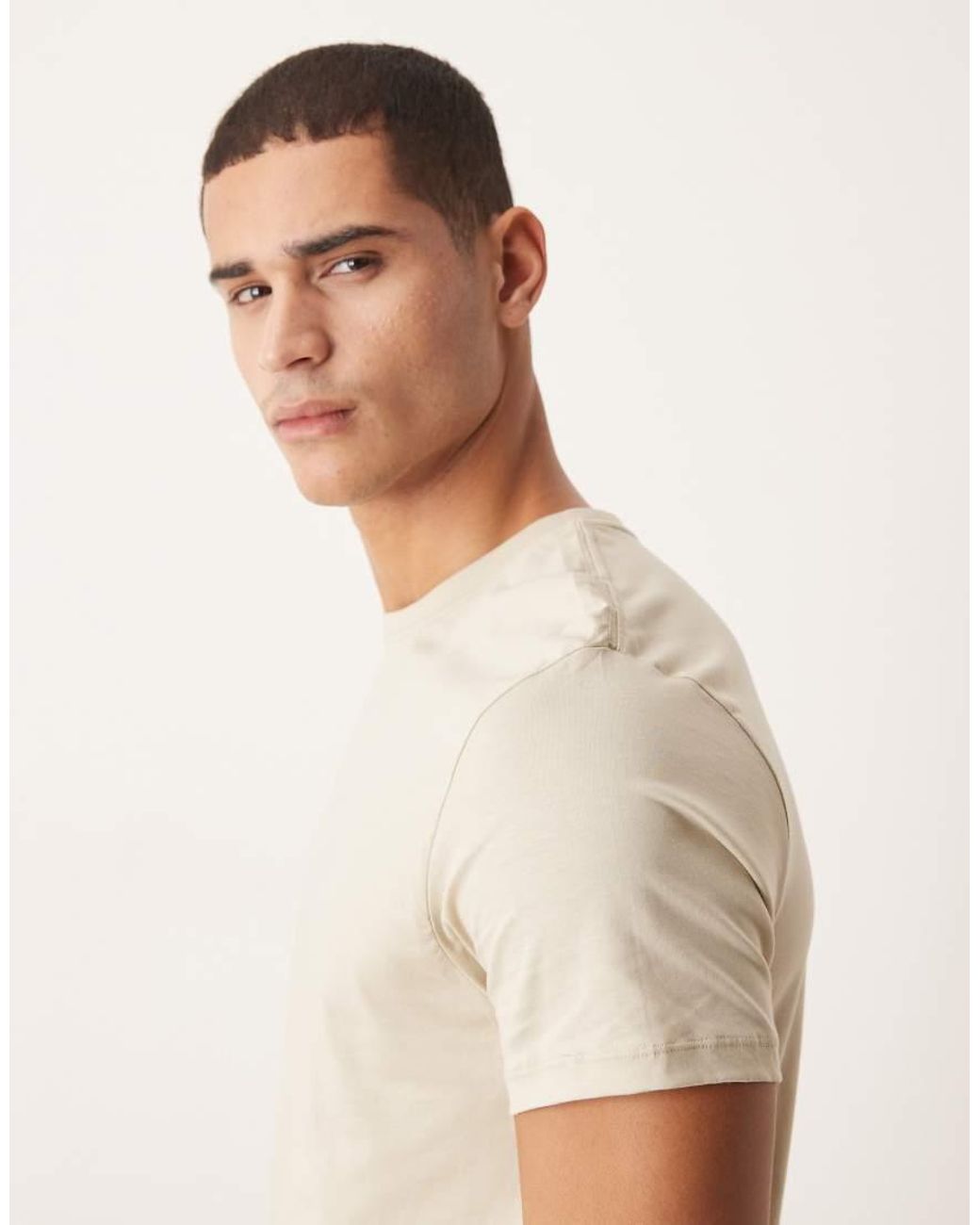 ASOS Natural Premium Supima Cotton Regular Fit T- Shirt for men
