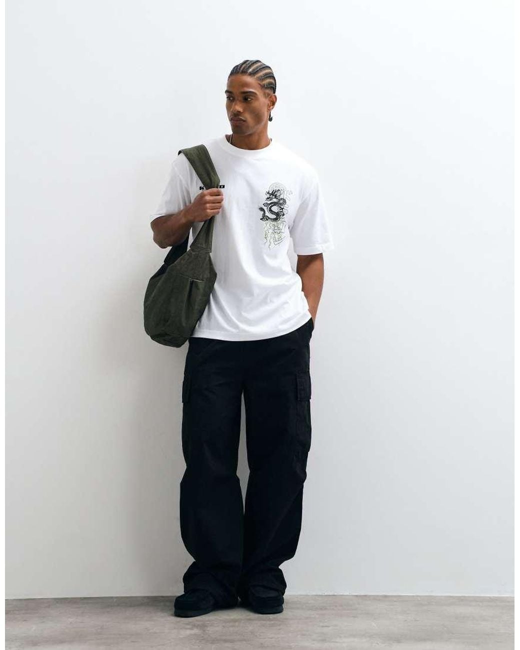 ASOS White Relaxed T-shirt With Dragon Graphic for men