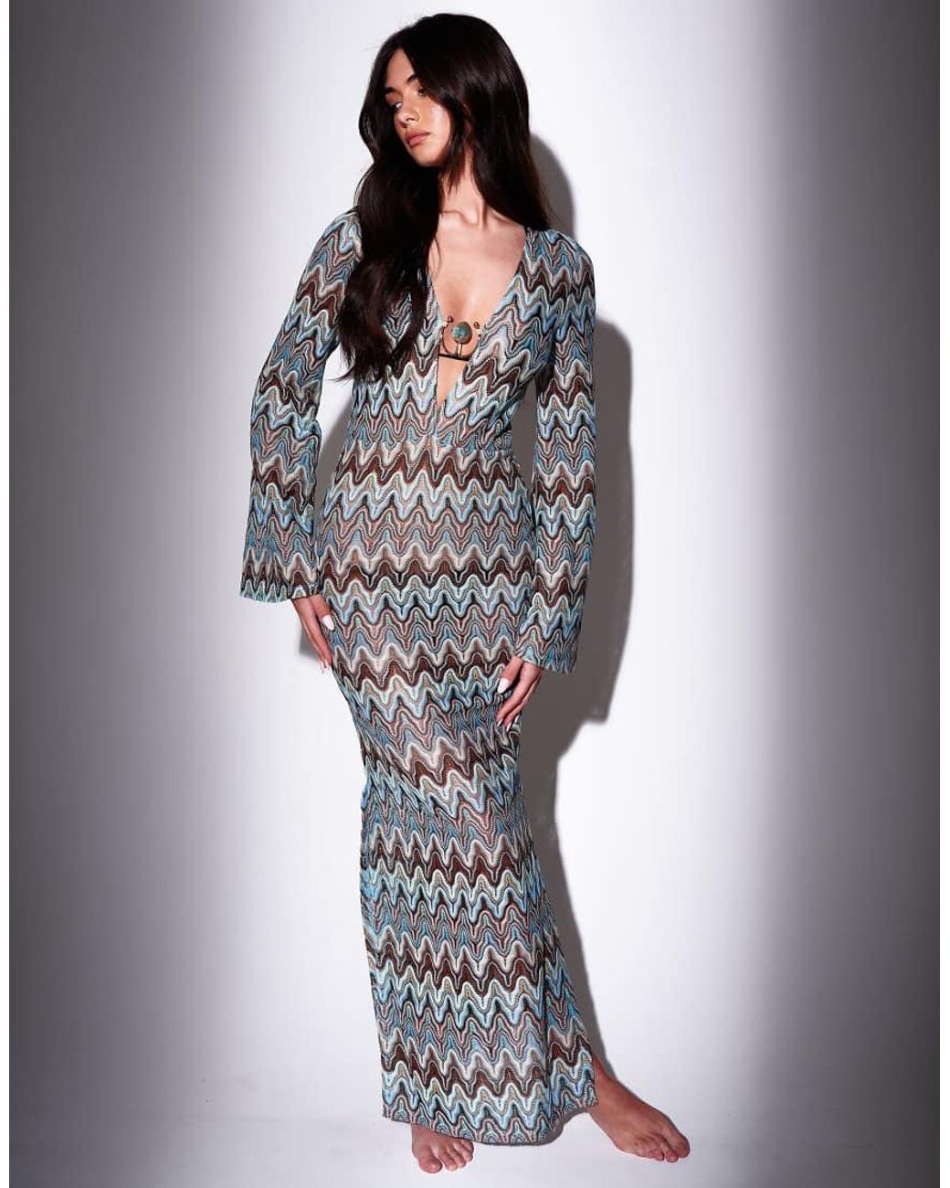 South Beach Multicolor Crochet Maxi Beach Dress With Decal
