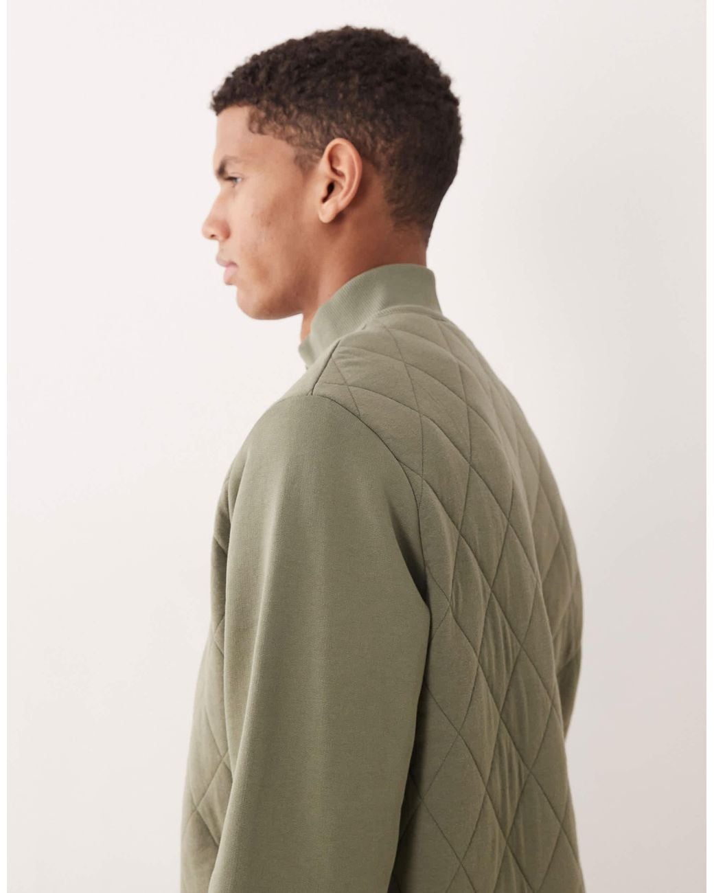 ASOS Natural Essentials Zip-through Funnel Neck Jacket for men