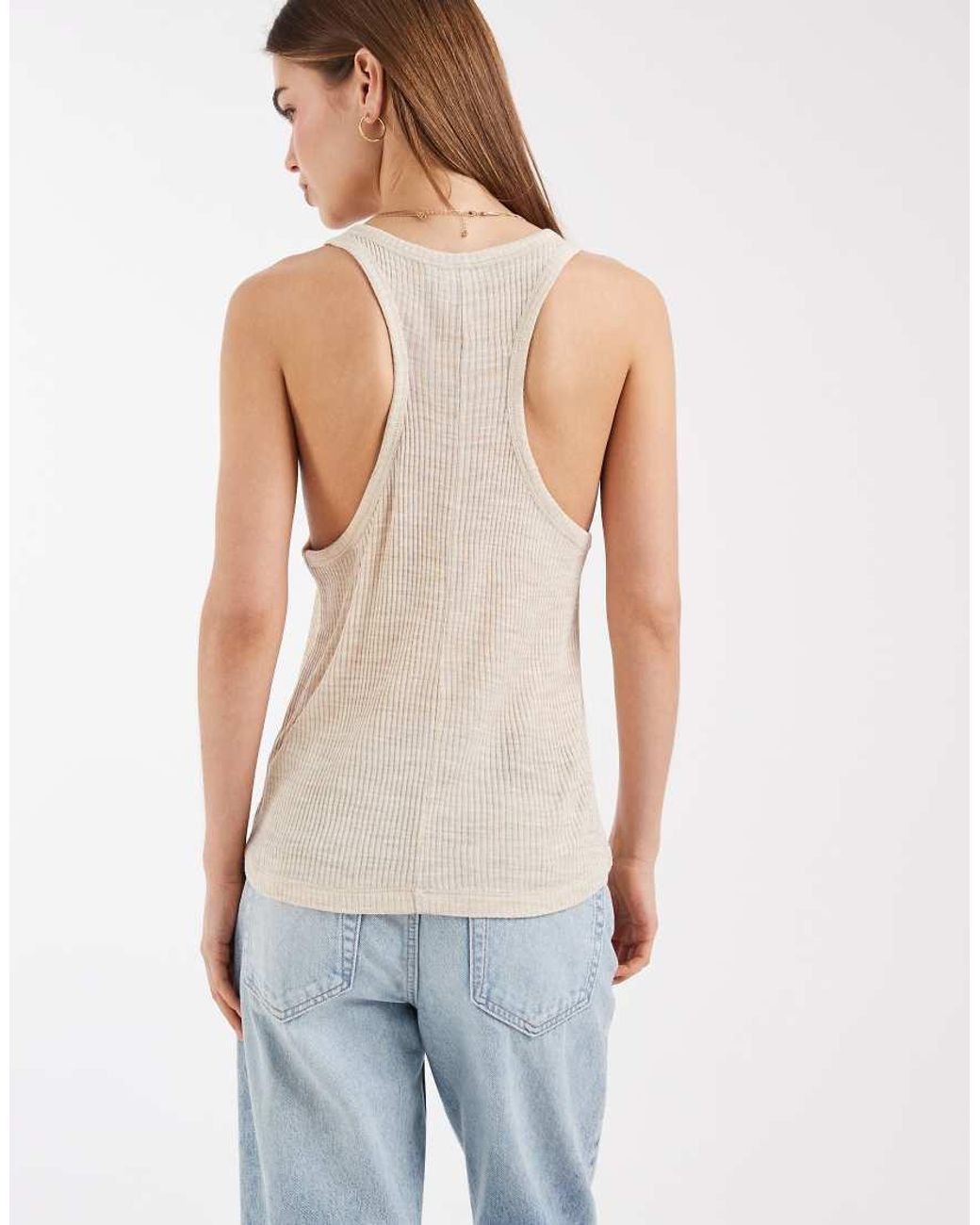 ASOS White Sheer Rib Scoop Neck Vest