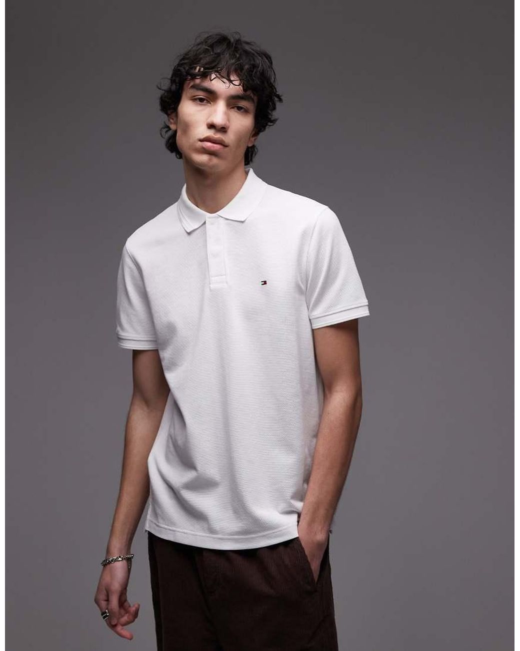 Tommy Hilfiger Gray Textured Regular Polo Shirt for men