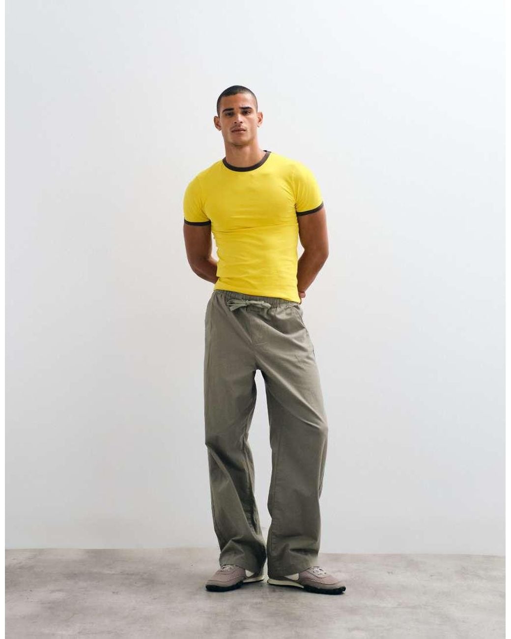 ASOS Yellow Muscle Fit Ringer T-Shirt for men