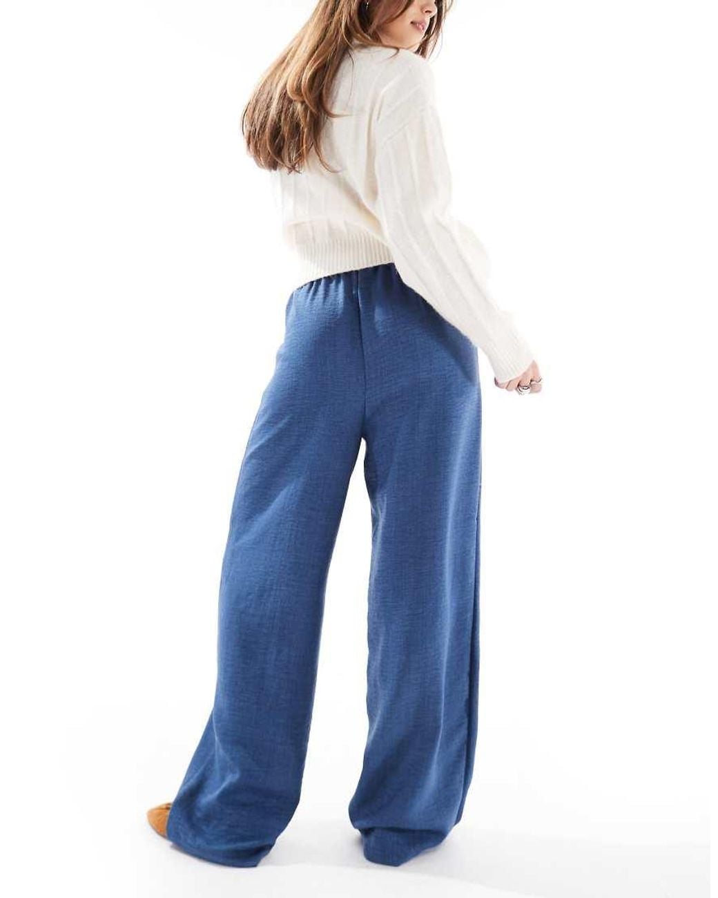 Vero Moda Blue Lightweight Tie Waist Trousers