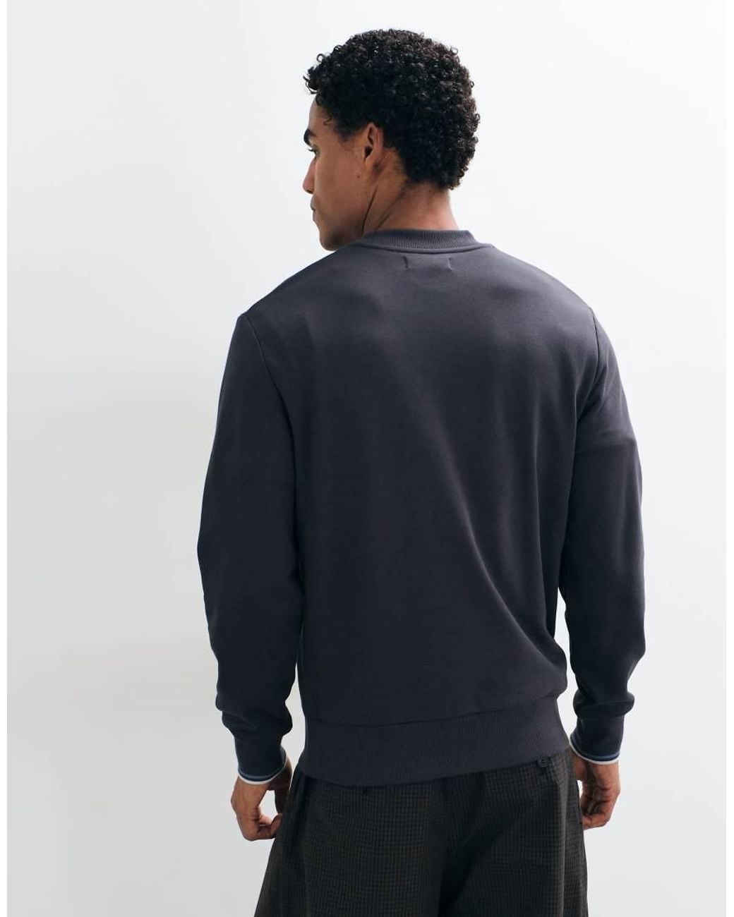 Fred Perry Blue Crewneck Logo Sweatshirt for men