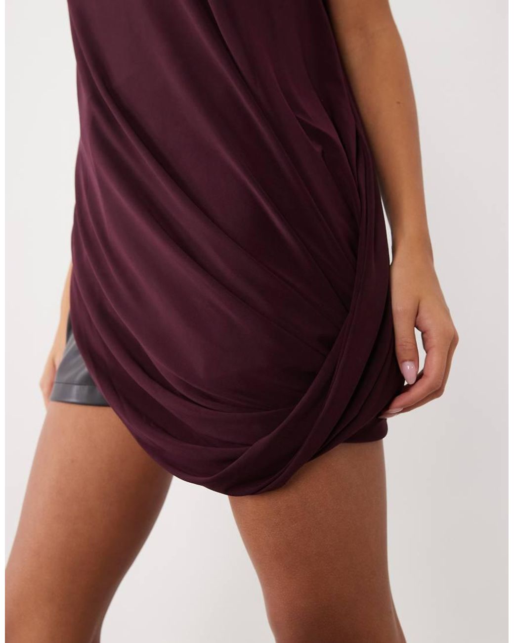 ASOS Purple Long Sleeve Draped Tunic Top