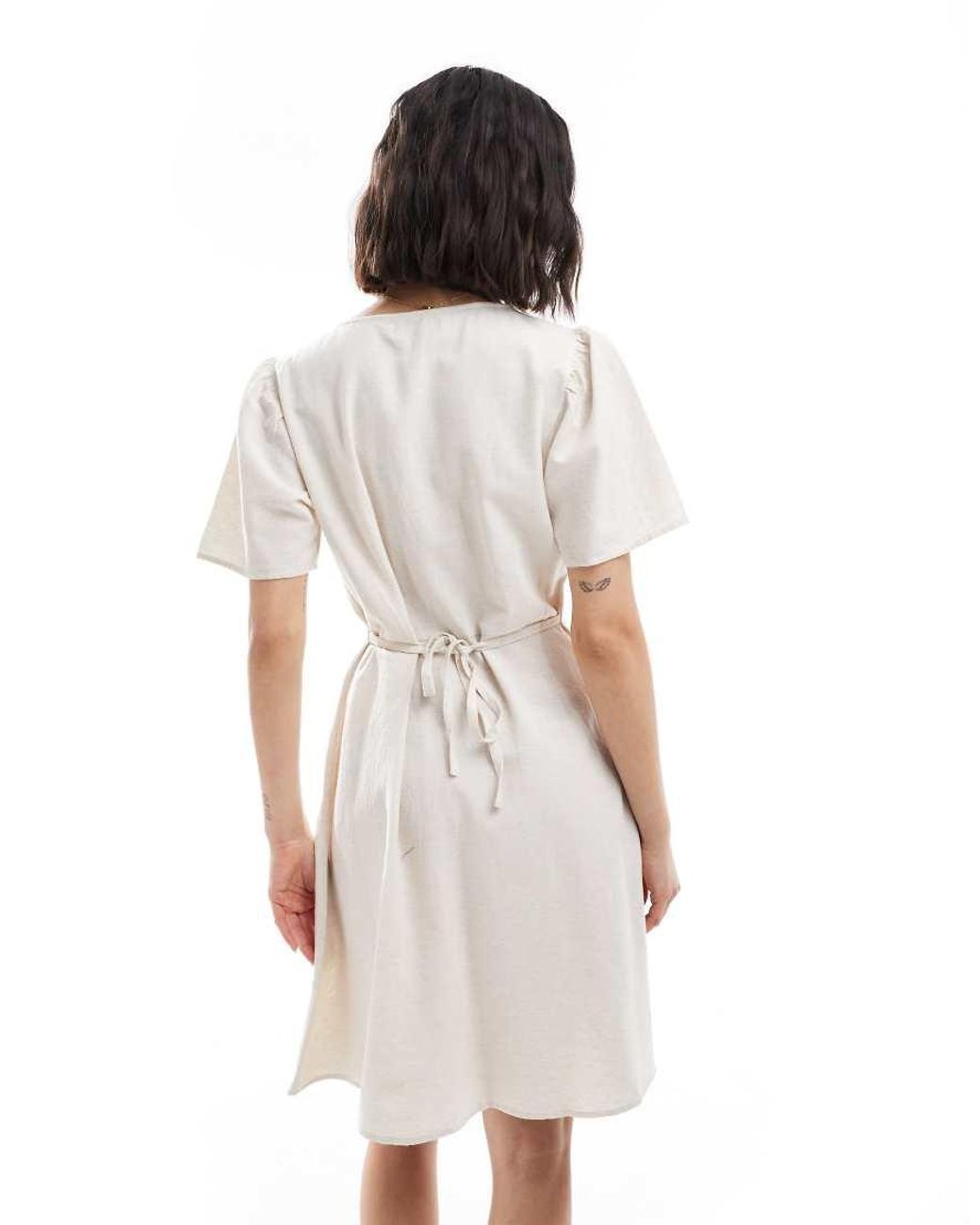 ONLY White Linen Blend Mini Dress