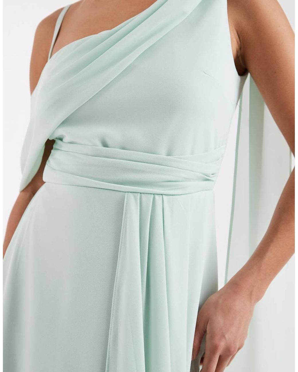 TFNC London White Bridesmaid Chiffon Fallen Shoulder Maxi Dress