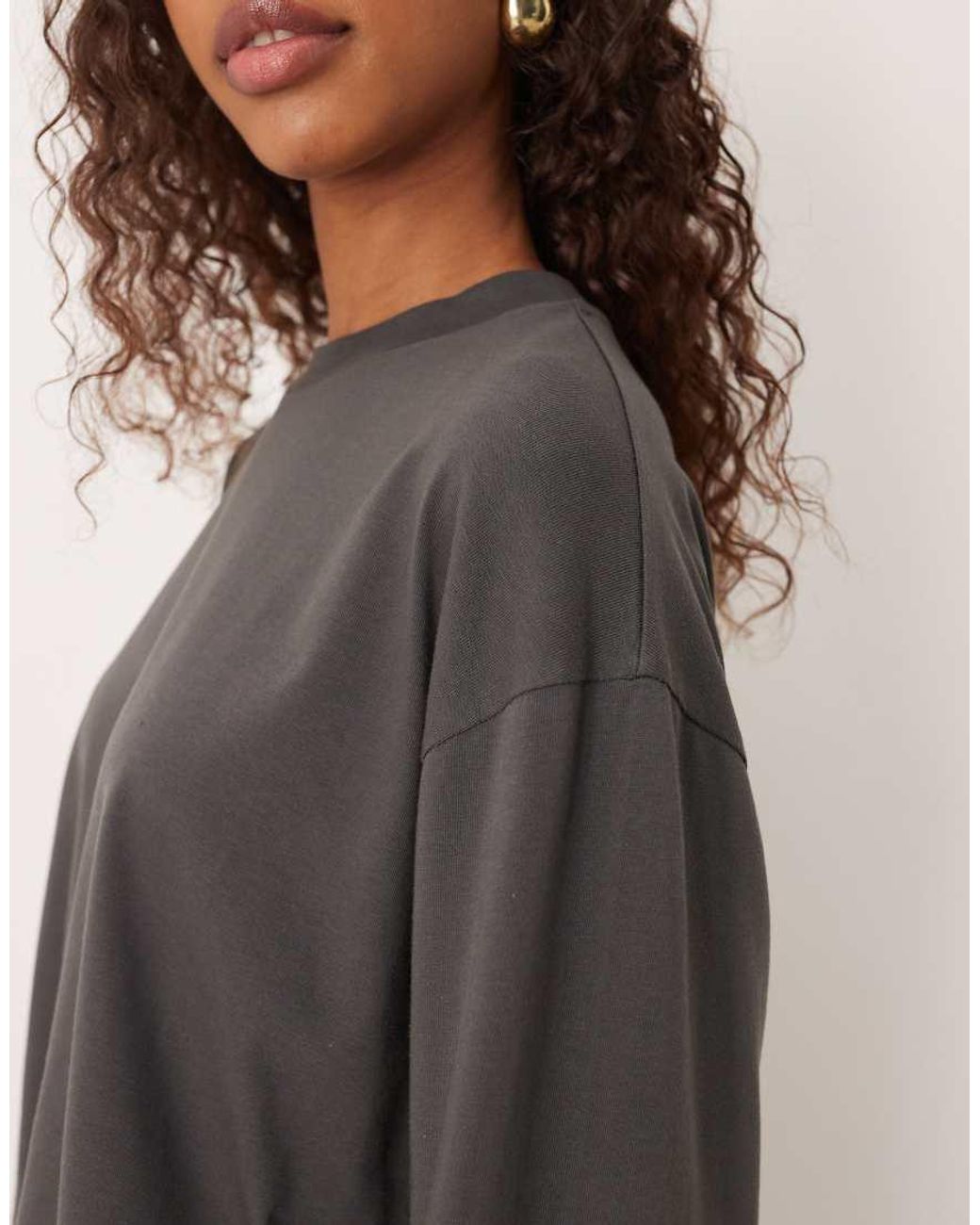 ASOS Blue Long Sleeve Boxy Cropped T-shirt