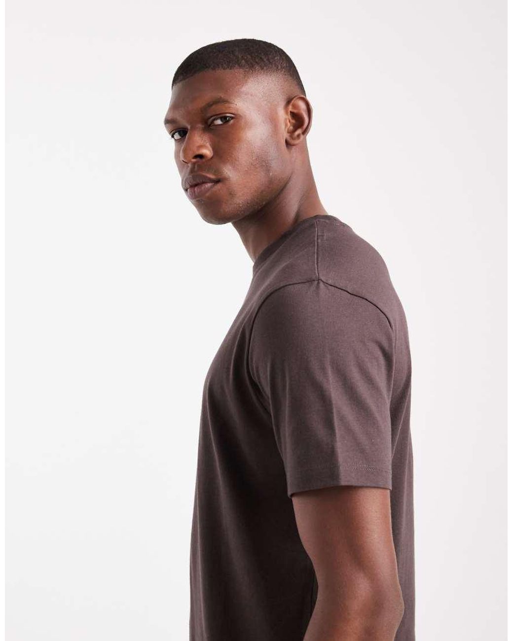 T-Shirt Basic Regular Fit di ASOS in Brown da Uomo