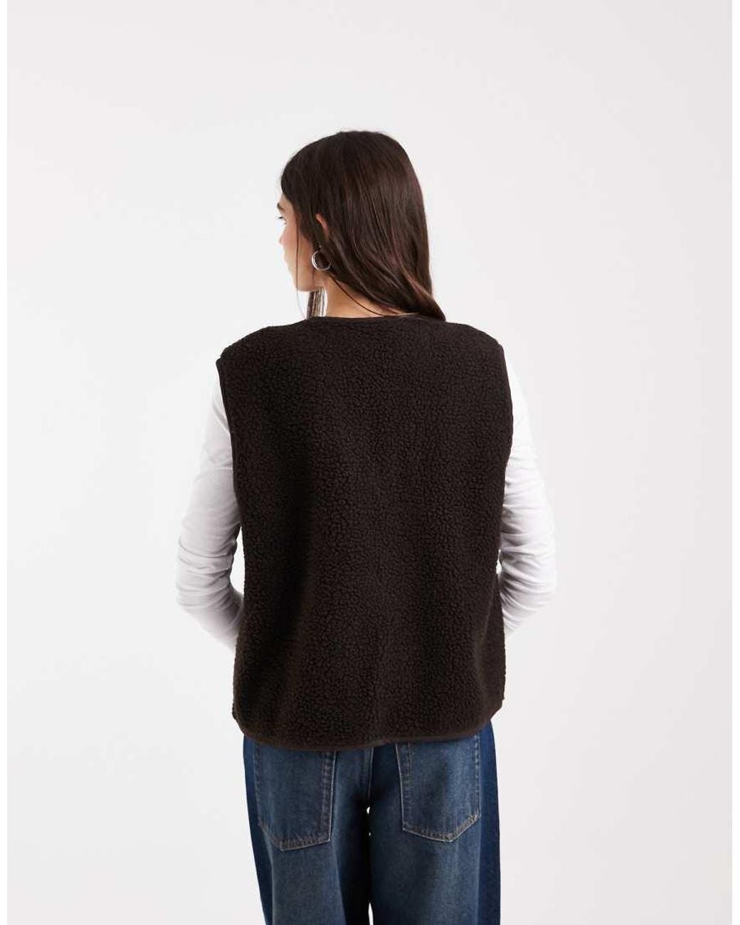Vero Moda Blue Boxy Teddy Gilet