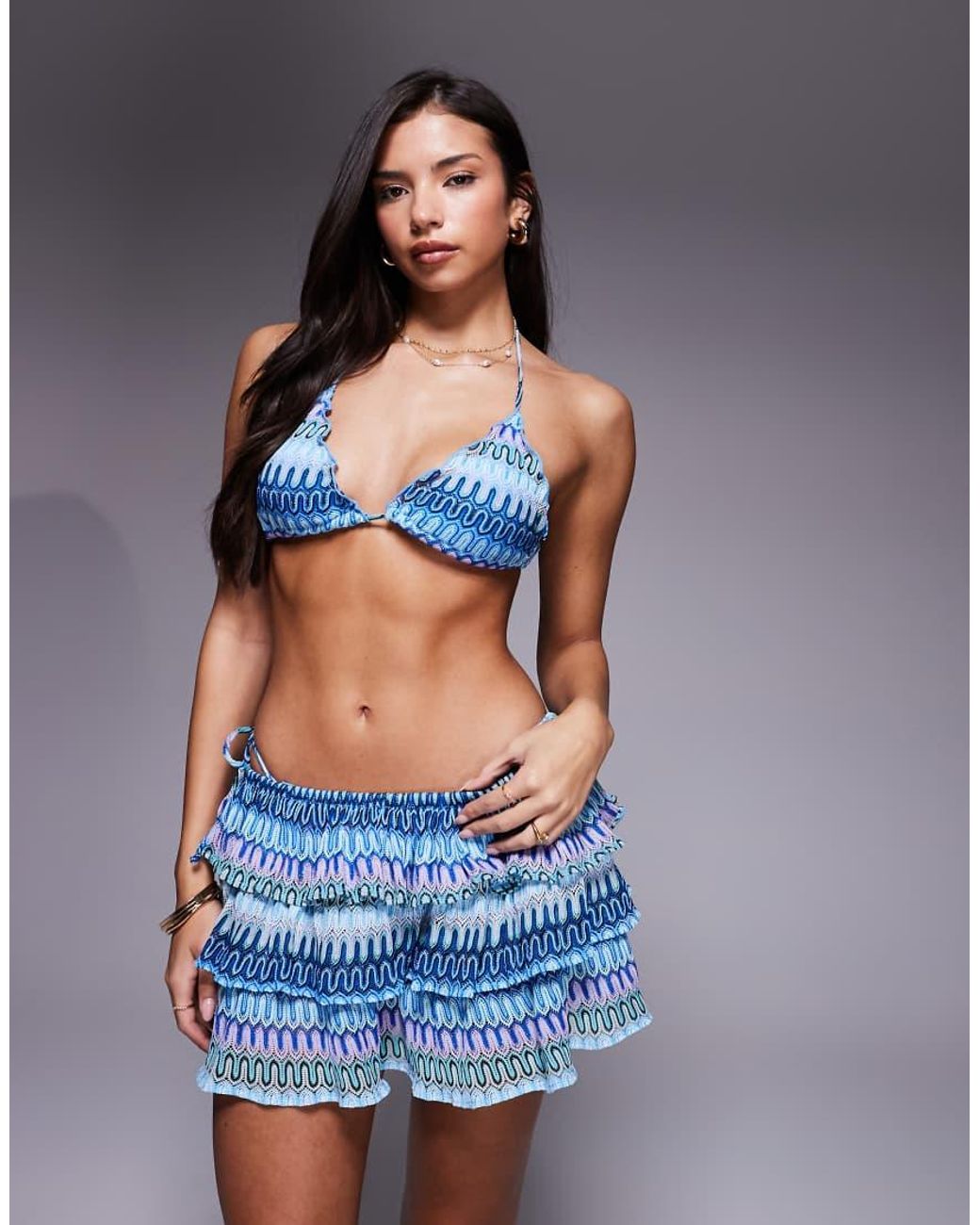 Candypants Blue Chevron Knit Mini Rara Skirt