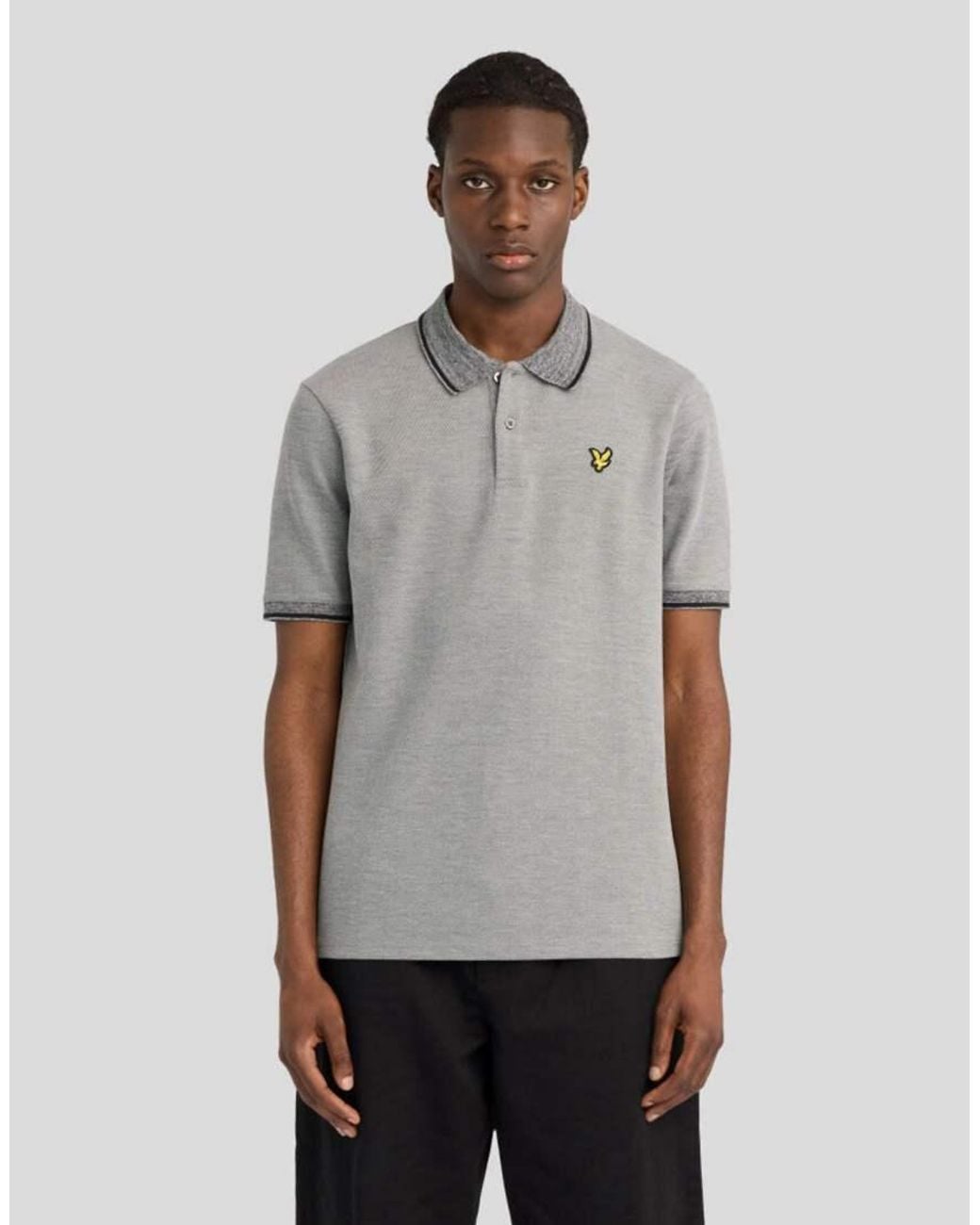 Lyle & Scott Gray Ss Polo Shirts Static Marl Interlock Polo Shirt for men