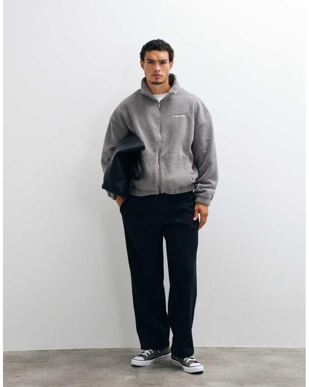 PEGADOR Gray Alto Teddy Zip Up Fleece Jacket for men