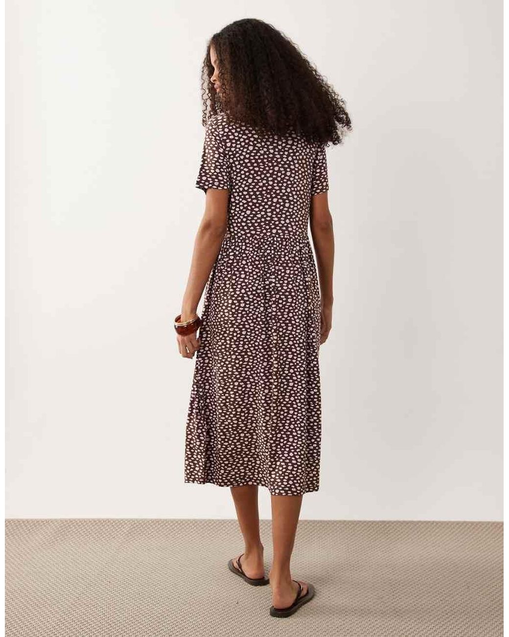 Wednesday's Girl Natural Smudge Spot Midi Dress