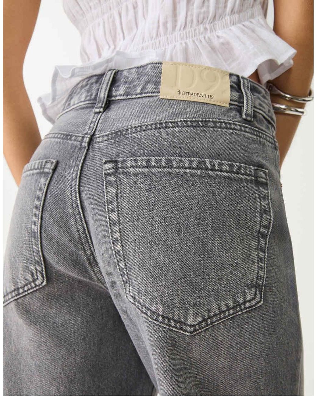 Stradivarius Blue Tall D92 Straight Wide-leg Jeans