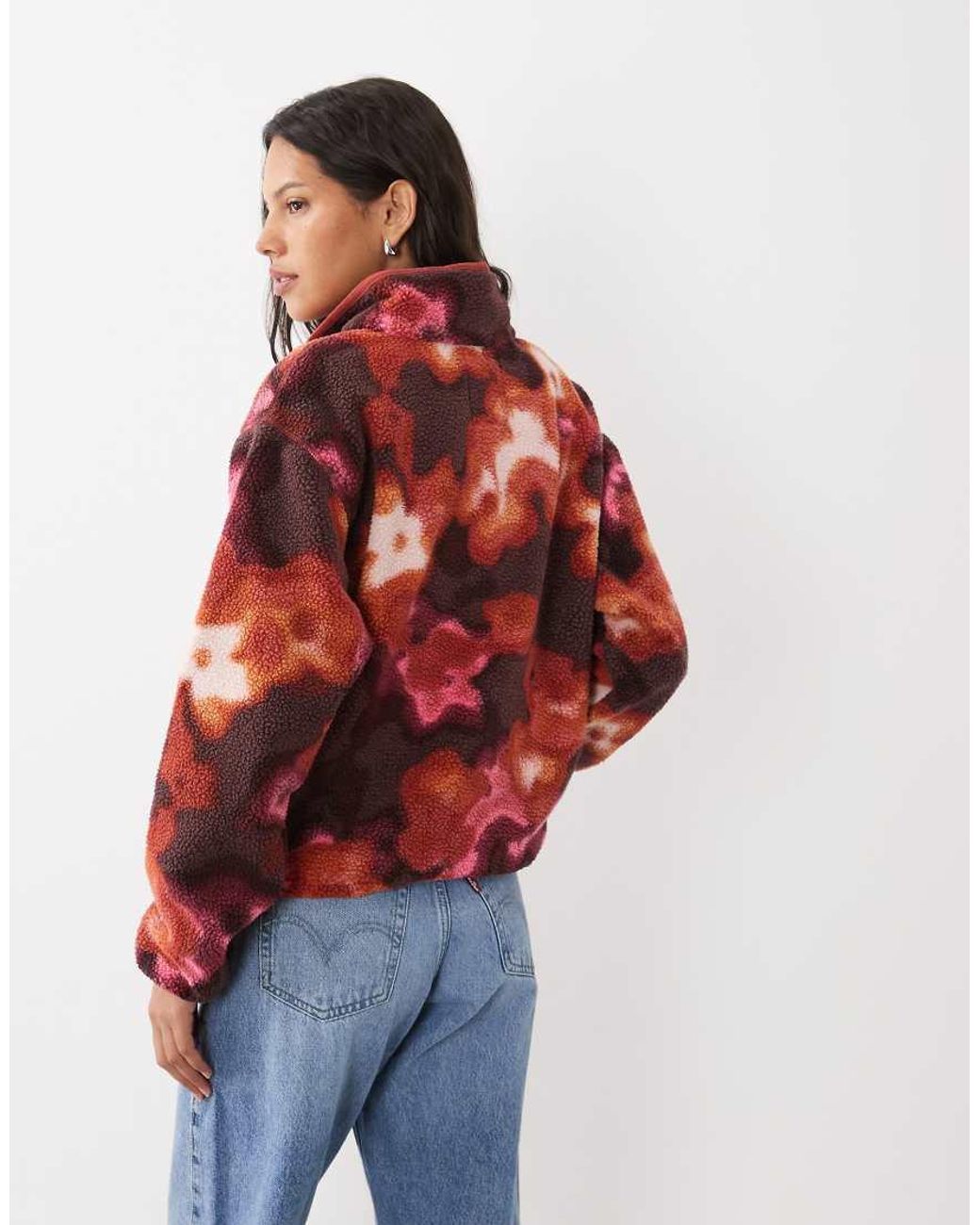 Columbia Red Helvetia Ii Dyeflower Cropped Half Snap Fleece